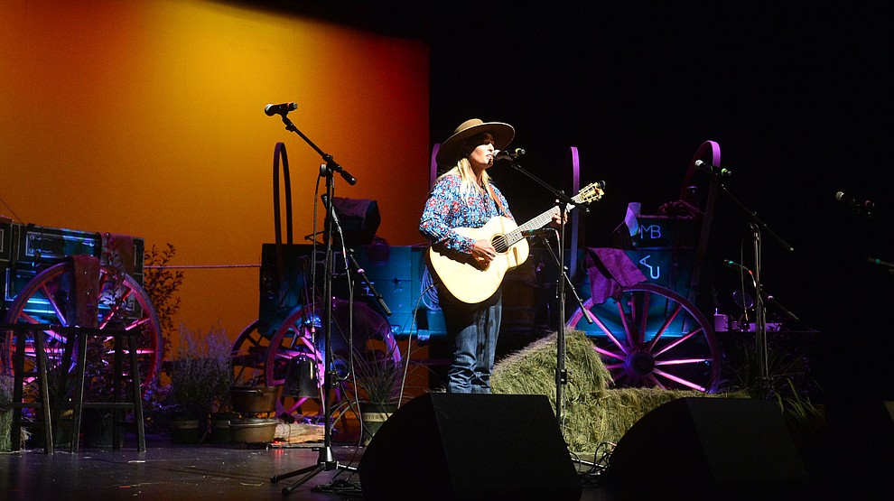 Trinity Seeley performs in the opening ceremonies at the 32nd Annual Arizona Cowboy Poets Gathering Friday, August 9, 2019, being held at the Prescott campus of Yavapai College. The event continues Saturday with workshops from 9 a.m. to 5 p.m. and a show, tickets required, at the Performance Hall at 7 p.m. featuring Mark Munzert, Gail Steiger, Jay Snider and The Cowboy Way Trio. (Les Stukenberg/Courier)
