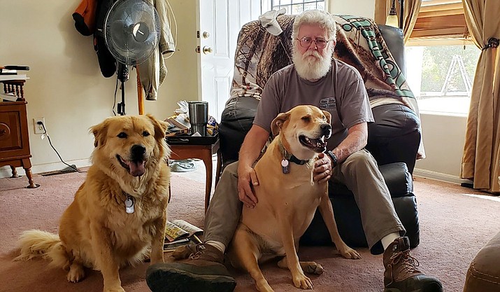 Gary Cote, with Harley and Snickers, has benefited from the Yavapai Humane Society’s Second Chance Medical Program. (YHS/Courtesy)