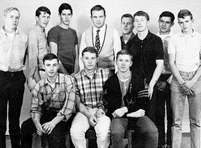 Members of the Williams High School Thespians, 1966. Back row: Marvin Mason, Thomas Glassburn, Charles Bassett, Mr. Broughton, Lyle Solberg, Ted Thompson, John Carrillo and Russell Davis. Front row: Jesse Klein, Dayle Henson and Erick Zeiger. (Photo/Williams Historic Photo Project)