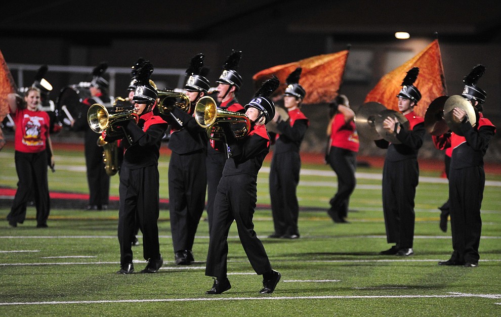 Bradshaw Mountain Band performs at halftime as the Bears host Estrella Foothills in their 2019 football home opener Friday, Aug. 23, 2019, in Prescott Valley. (Les Stukenberg/Courier)