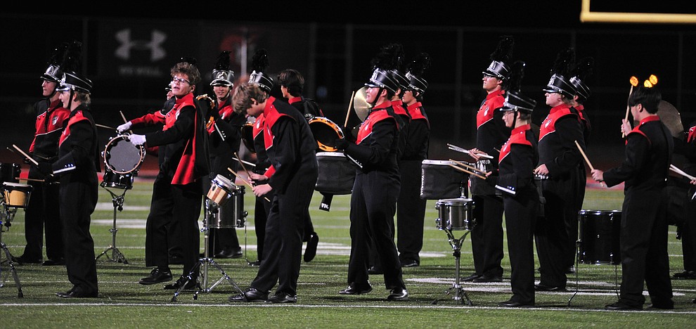 Bradshaw Mountain Band performs at halftime as the Bears host Estrella Foothills in their 2019 football home opener Friday, Aug. 23, 2019, in Prescott Valley. (Les Stukenberg/Courier)