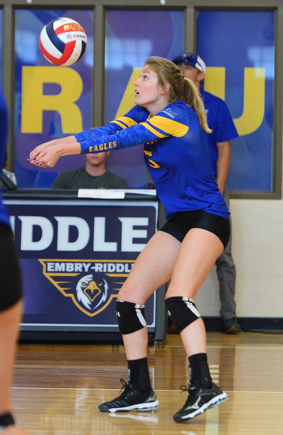 Embry Riddle's Lauren Davidian sends the ball forward as the Eagles take on Arizona Christian Saturday, Aug. 24, 2019, in Prescott. (Les Stukenberg/Courier)