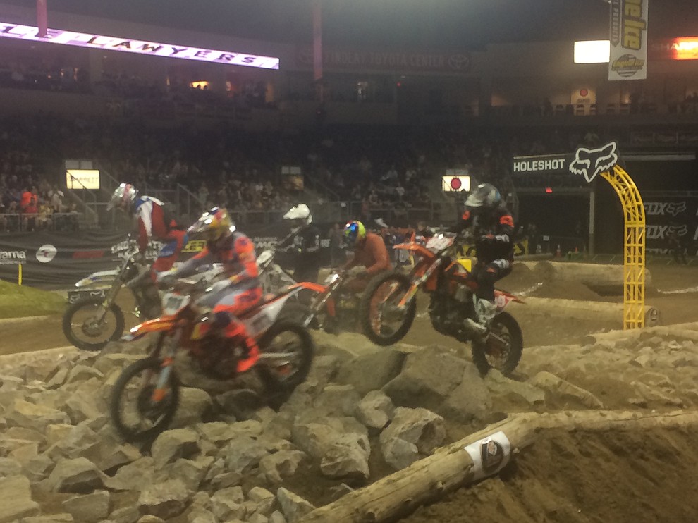 Racers took themselves to the limit at the Findlay Toyota Center Saturday night Aug. 24, for Endurocross Extreme Off-Road Racing. (Jason Wheeler/Courier)