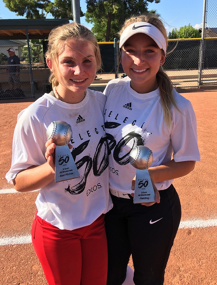 Alexis Ayersman (left) and Dylan Sweeney (right) pose with the awards  they earned at the EXOS Select 50 instructional Showcase. Photo courtesy Richard Ayersman III
