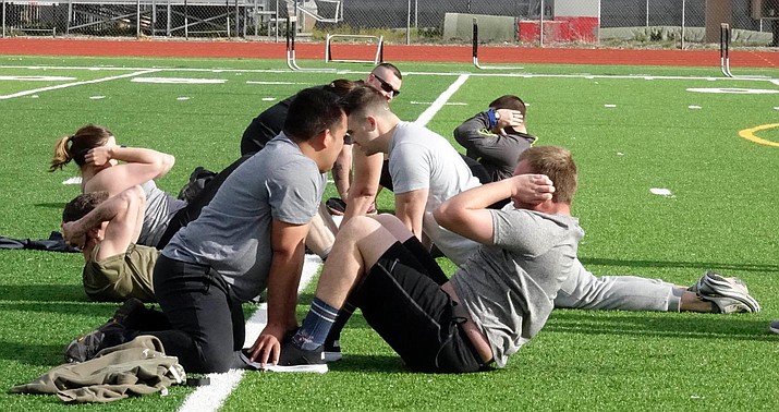 The Prescott Valley Police Department conducting a physical tests at Bradshaw Mountain High School’s football field. (PVPD/Courtesy)