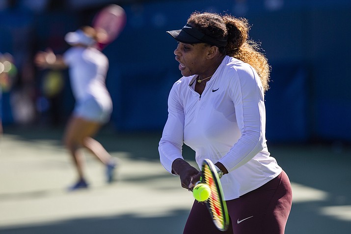 Serena Williams, of the United States, practices for the U.S. Open tennis tournament Saturday, Aug. 24, 2019, in New York. (Eduardo Munoz Alvarez/AP)