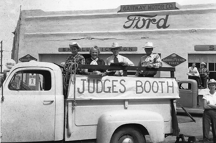 Myrtle Smart, Aileen Klass, Fred Udine and Norman Campbell ride in the 1950s Williams Labor Day Parade. (Photo/Williams Historic Photo Project, Brad Massey family collection)