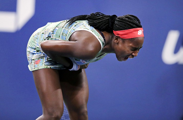 Coco Gauff, of the United States, celebrates after defeating Timea Babos, of Hungary, during the second round of the U.S. Open in New York, Thursday, Aug. 29, 2019. (Charles Krupa/AP)