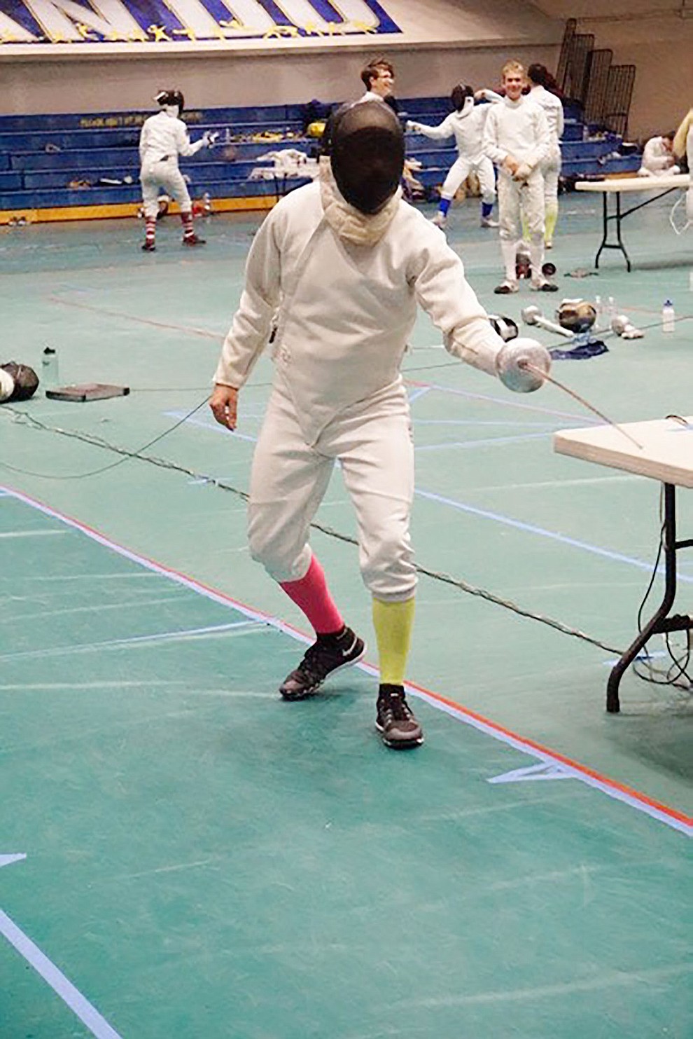 Braden Wiegand-Shahani of Salle d’Escrime of Prescott competes during the 25th Annual Prescott Fall Fencing Tournament at Prescott High School on Sunday, Sept. 1, 2019. (Aaron Valdez/Courier)