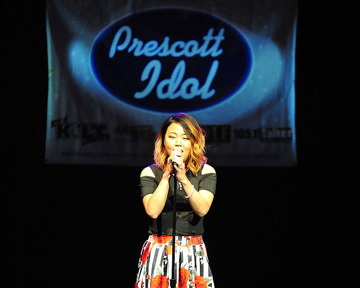Sue Orr sings I Will Always Love You after being named the winner in the finals of the 2018 Prescott Idol contest at the Yavapai College Performance Hall Thursday Sept. 6, 2018. (Les Stukenberg/Courier)