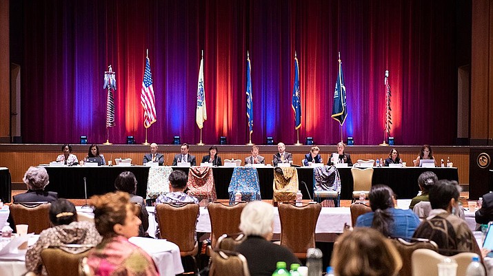 The U.S. Department of Justice Office on Violence Against Women held the 2019 Government-to-Government Tribal Consultation in New Buffalo, Michigan Aug. 21-22. Council Delegate Charlaine Tso gave testimony from the Health, Education and Human Services Committee. (Office of the Speaker)