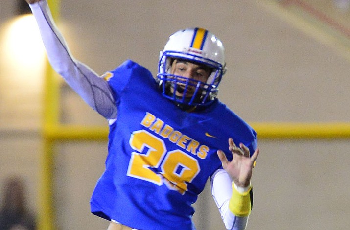 Prescott's Dellin Boyd throws downfield as the Badgers held their 2019 home opener at Ken Lindley Field Friday, Aug. 30, 2019.  (Les Stukenberg/Courier, File)