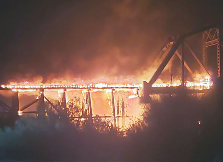 111yearold railroad bridge over Colorado River burns in Parker