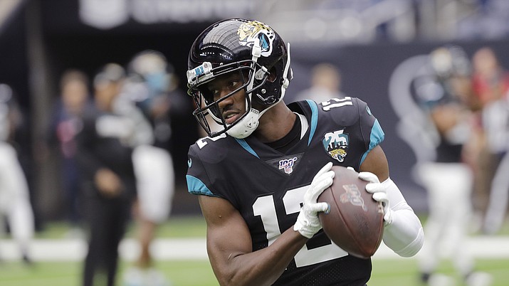 Jacksonville Jaguars wide receiver Dede Westbrook (12) during the first half of a game against the Houston Texans Sunday, Sept. 15, 2019, in Houston. (David J. Phillip/AP)