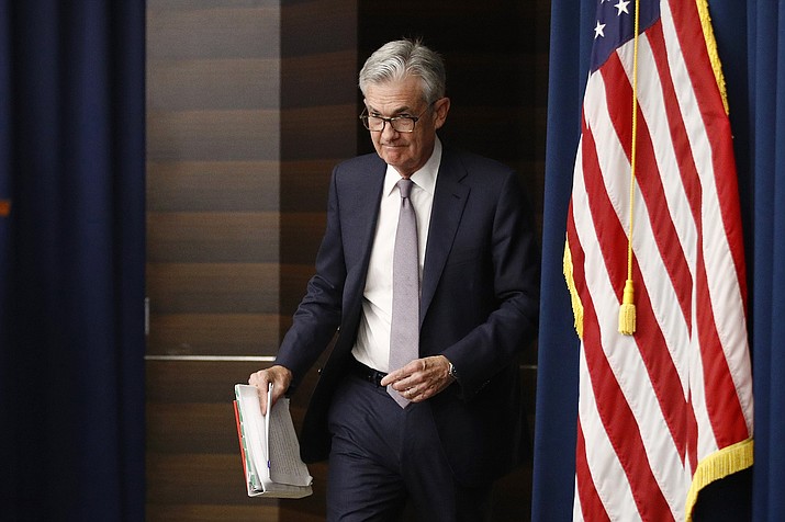 Federal Reserve Board Chairman Jerome Powell walks to a podium to speak at a news conference following a two-day meeting of the Federal Open Market Committee, Wednesday, Sept. 18, 2019, in Washington. (Patrick Semansky/AP)