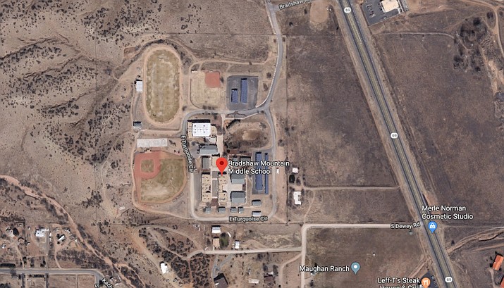 A Google Maps image of Bradshaw Mountain Middle School. One of the school’s students was arrested for allegedly making terroristic threats Wednesday, Sept. 25, 2019.