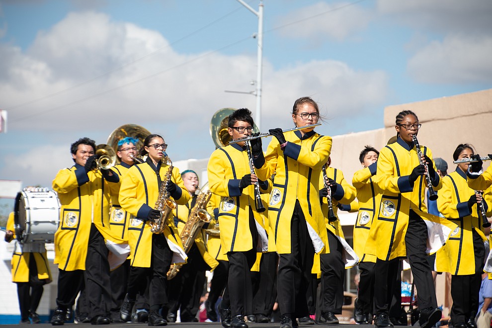 Kingman High School Marching Band was one of the two school bands that marched at the 49th annual Andy Devine Days Parade Saturday, Sept. 28, 2019. (Photo by Vanessa Espinoza/Daily Miner)
