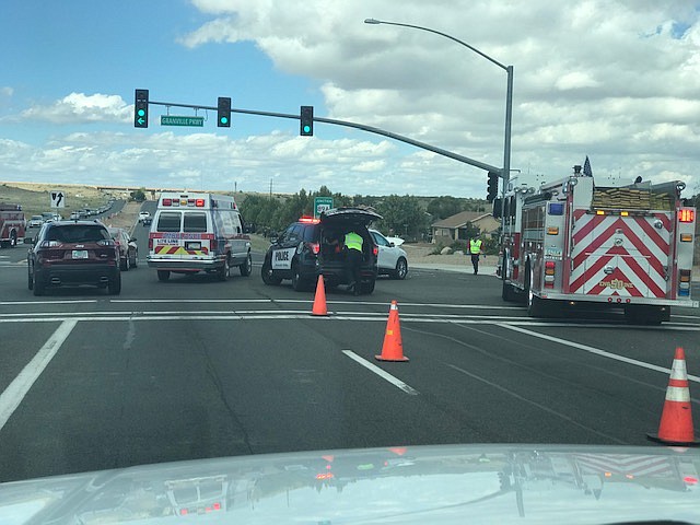 An accident occurred at the intersection of Glassford Hill Road and Granville Parkway that delayed traffic for nearly an hour Saturday, Sept. 28, 2019, in Prescott Valley. (Courier photo)