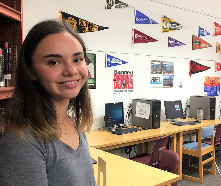 Bradshaw Mountain High School senior Nicole Babbitt poses in the school’s library. Honored as the school’s August Student of the Year, Nicole has received an early acceptance letter to West Point Academy. (Sue Tone/Tribune)