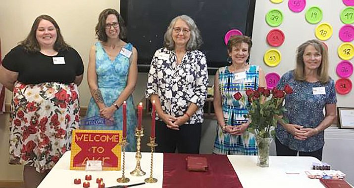From left: Emma Gifford, Cathleen Cherry, Sharon Bock, Susan Clark and Cheryl Peterman recently joined  Delta Kappa Gamma. (Courtesy)