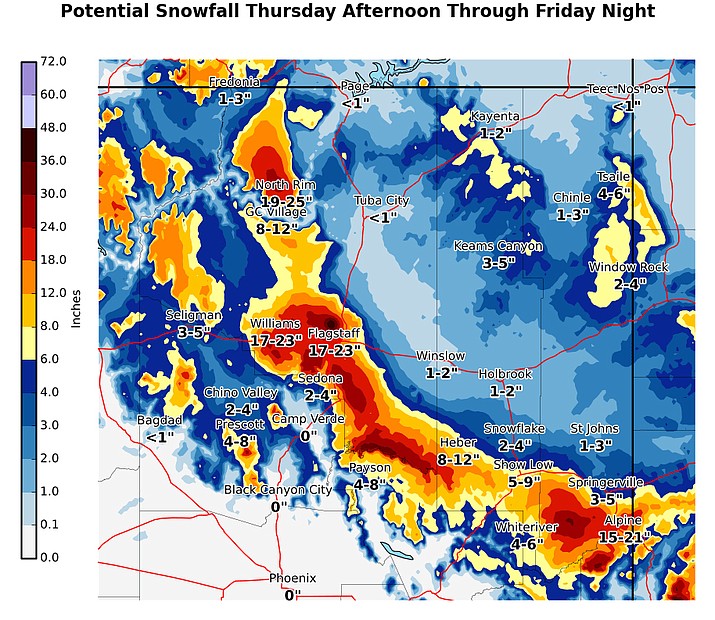 Flagstaff could receive up to 25 inches of snow as storm moves through