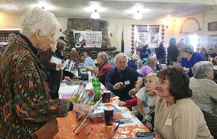 Marilyn Wedig talks to Tammy Buckallew at the first-ever Thumb Butte Book Festival at the Smoki Museum in 2019. (Courier file)