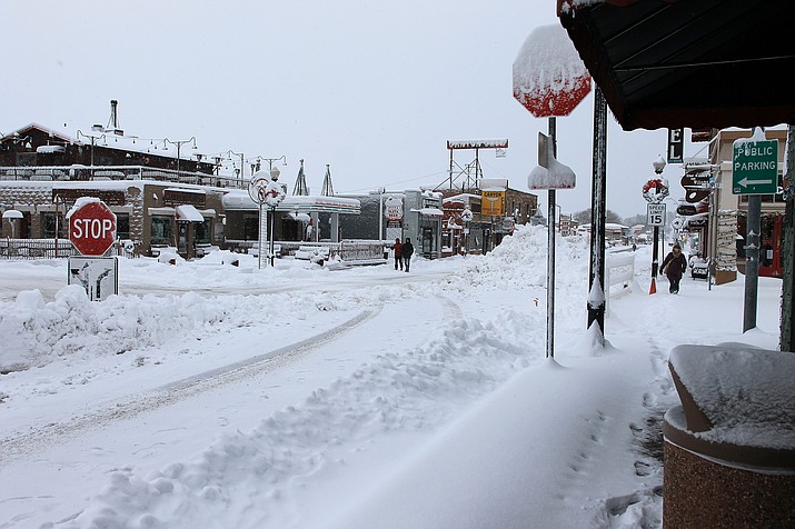 Downtown Williams received 10 inches of snow last night. (Wendy Howell/WGCN)