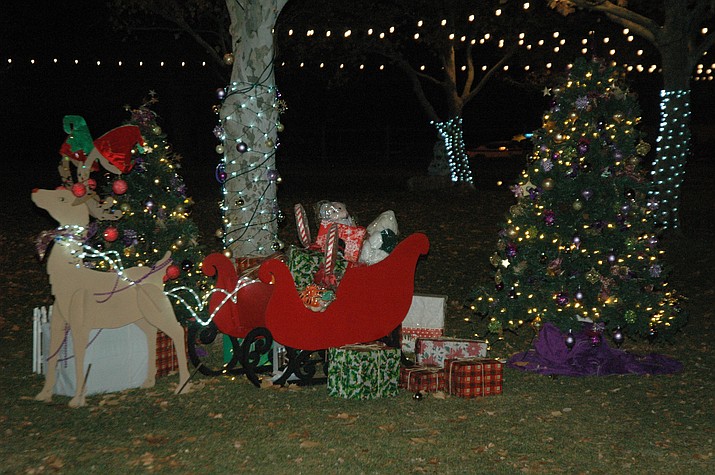 The holiday display by the Chino Valley Lioness Club, put up at the 2018 December to Remember at Memory Park event. (Jason Wheeler/Review)