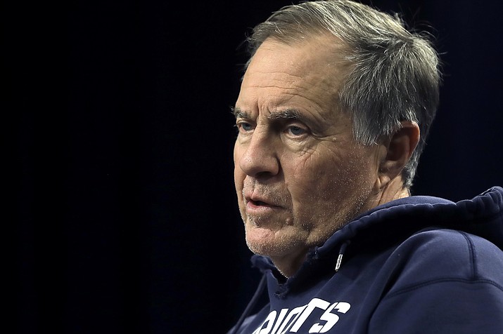 New England Patriots head coach Bill Belichick takes questions from reporters before a practice, Wednesday, Nov. 20, 2019, in Foxborough, Mass. (Steven Senne/AP)