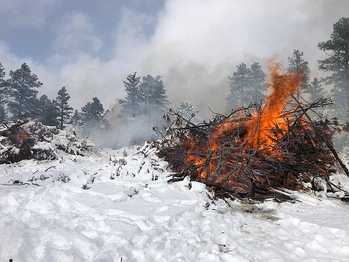 Fire managers on the Bradshaw Ranger District plan to continue burning piles at various locations in the Prescott Basin Thursday, Dec. 12 through Friday, Dec. 20. (Prescott National Forest/Courtesy)