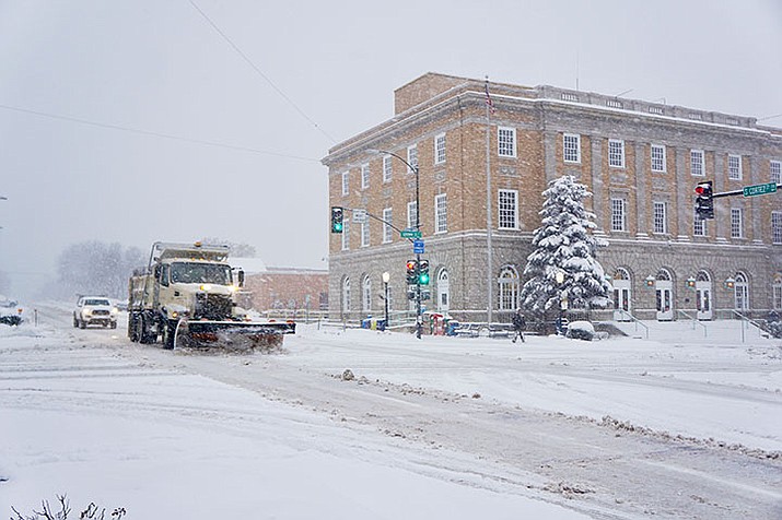 Prescott dealt with snowfall of as much as 28 inches during a storm in February 2019, causing a massive snow-removal effort by the city. Since then, the city has been working to recoup more than $500,000 of the costs for the storm through the Arizona Department of Emergency Management. (Cindy Barks/Courier file)