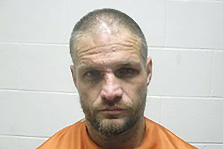 This Jan. 1, 2020, photo provided by the Creek County (Oklahoma) Sheriff's Department shows Brandon Wade Kirby. Police in Oklahoma say Kirby was arrested on New Year's Day after he allegedly took a truck and drove it more than 100 miles with a sleeping passenger and a goat inside. Authorities say he was eventually arrested near Tulsa, Oklahoma, after he let the passenger and goat go, and the victim called police. (Creek County Sheriff's Department via AP)