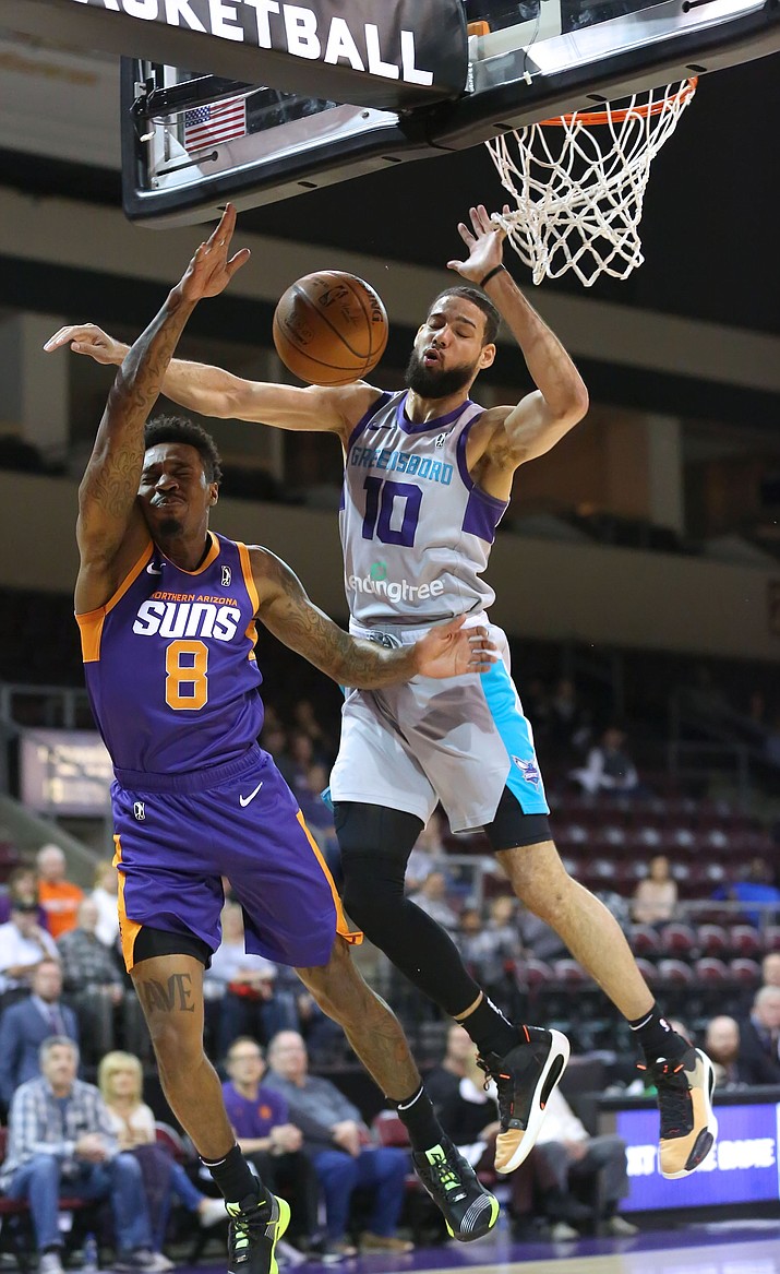 Daxter Miles Jr. celebrated his 25th birthday Sunday by leading the leading the Northern Arizona Suns to their third straight win. a 120-110 victory over the Greensboro Swarm. (Matt Hinshaw/NAZ Suns)