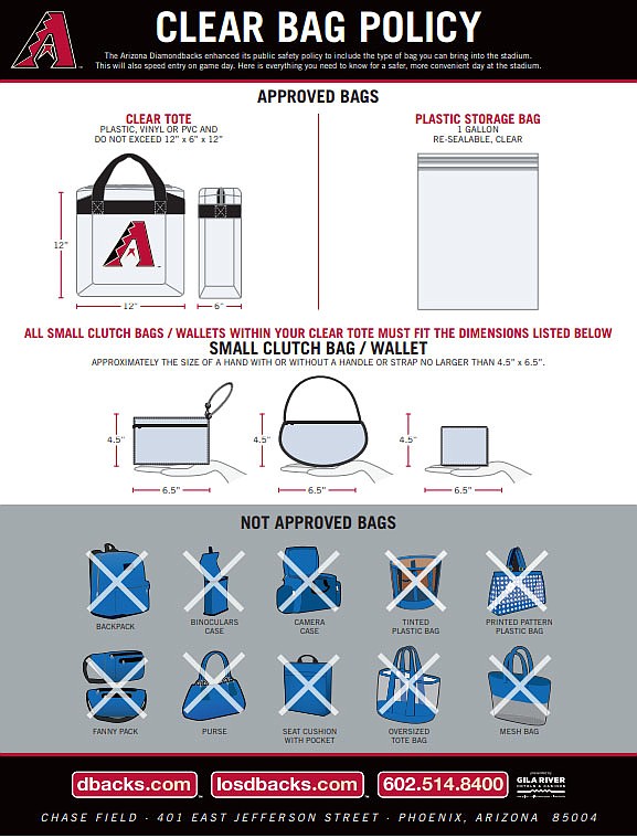 Local Sports in Brief Dbacks announce new bag policy for all events
