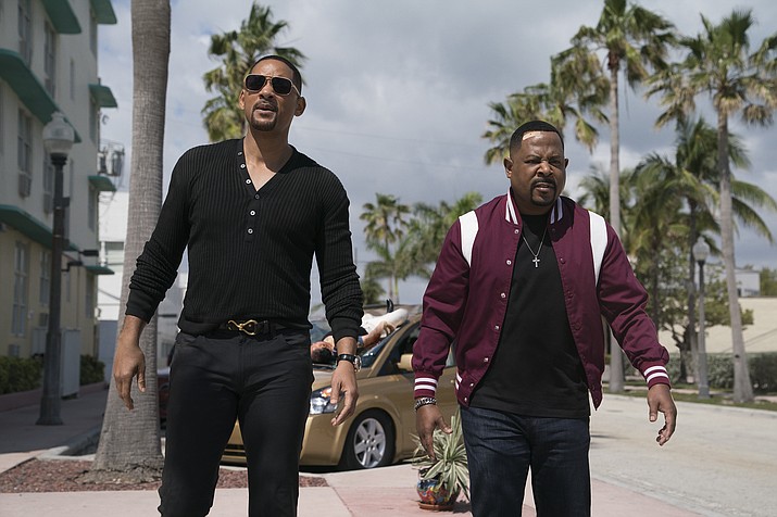 This image released by Sony Pictures, shows, Martin Lawrence, right, and Will Smith in a scene from “Bad Boys for Life.” (Ben Rothstein/Columbia Pictures-Sony via AP)