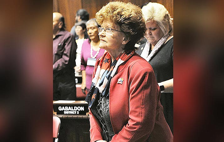 Rep. Gail Griffin listens Tuesday to comments by the heads of various Native American tribes at a special legislative session. (Capitol Media Services photo by Howard Fischer)