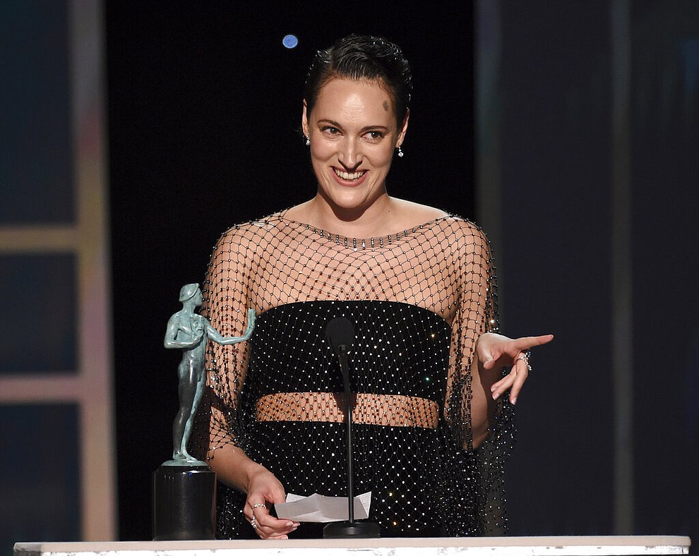 Phoebe Waller-Bridge accepts the award for outstanding performance by a female actor in a comedy series for "Fleabag" at the 26th annual Screen Actors Guild Awards at the Shrine Auditorium & Expo Hall on Sunday, Jan. 19, 2020, in Los Angeles. (Photo/Chris Pizzello)