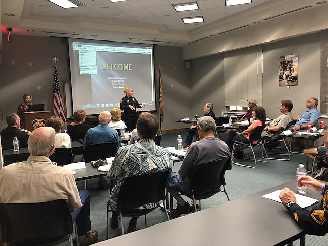 Prescott Police Department Chief Debora Black welcomes participants to one of the department’s citizens police academies. (PPD/Courtesy)