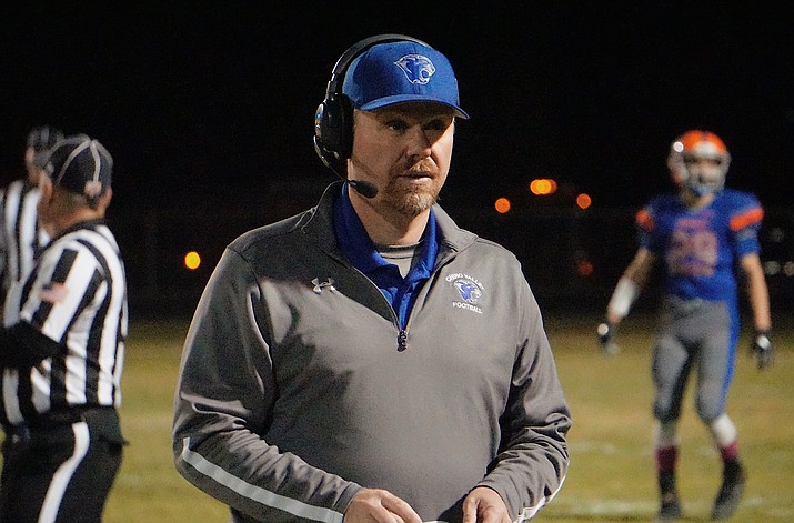 Chino Valley head coach Wade Krug during a game against River Valley on Friday, Oct. 25, 2019, at Cougar Stadium in Chino Valley. (Aaron Valdez/Courier, file)