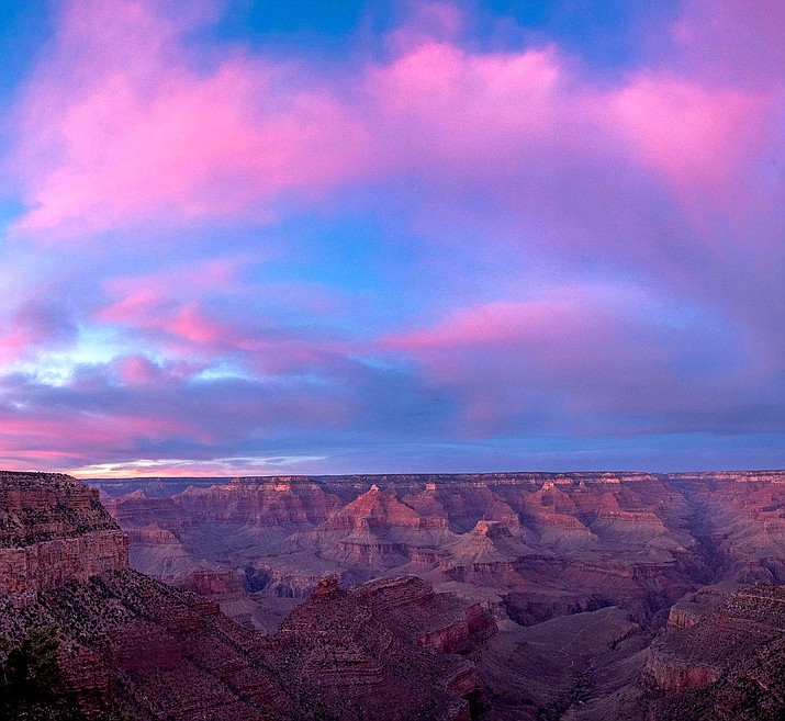 A winter sunset is captured from the historic district in Grand Canyon Village on the South Rim, Feb. 6. (Photo/NPS)