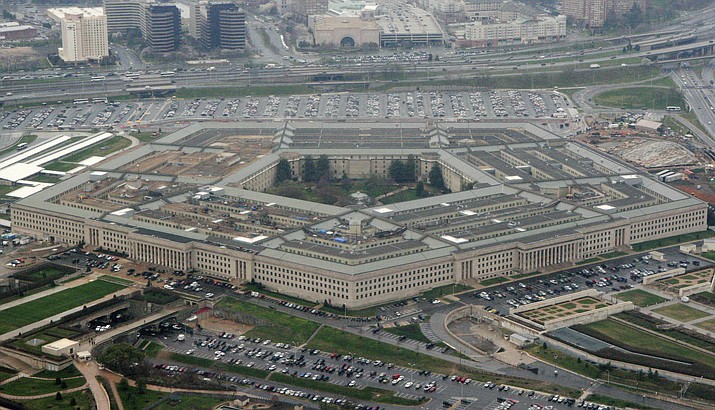 This March 27, 2008 file photo shows the Pentagon in Washington. According to a report released on Wednesday, Feb. 12, 2020, the Department of Defense is struggling to change how it handles the abuse of military kids, including cases involving sexual assault by other children. (AP Photo/Charles Dharapak, File)