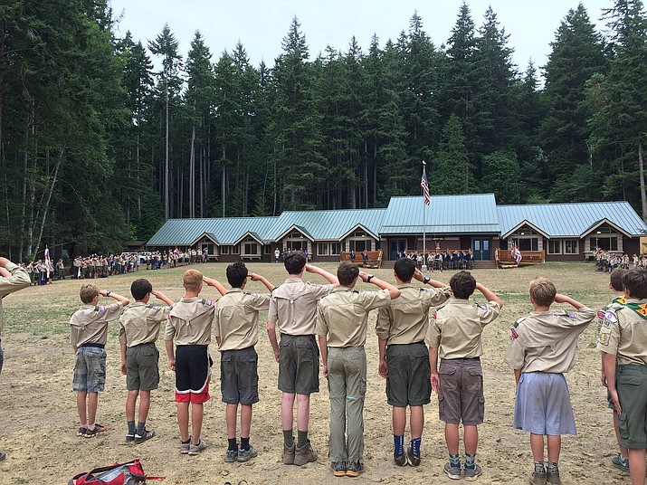 Scouts at a camp in Washington in 2015. The Boy Scouts of America, faced with up to $1 billion in potential damages from sexual abuse lawsuits, filed for bankruptcy, but Arizona officials said Scouting on the state and local level will not be affected. (Richard Sprague/Creative Commons/ flickr.com/photos/sprague/19430104299/)