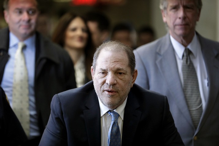 Harvey Weinstein arrives at a Manhattan courthouse as jury deliberations continue in his rape trial, Monday, Feb. 24, 2020, in New York. (Seth Wenig/AP)