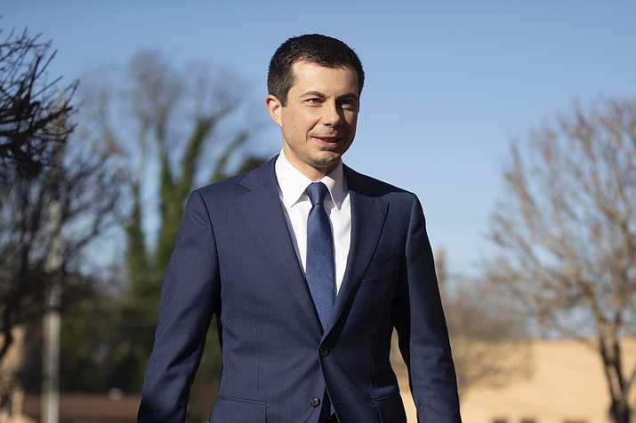 Democratic presidential candidate and former South Bend, Ind. Mayor Pete Buttigieg walks to speaks with members of the media, Sunday, March 1, 2020, in Plains, Ga. (Matt Rourke/AP)