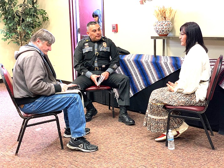 Navajo Nation First Lady Pheflia Nez visits the staff of the First Nations Community Healthsource and the Caring to Achieve Resilience and Equality Among Survivors (CARES) Feb. 21. (Photo/Office of the President)