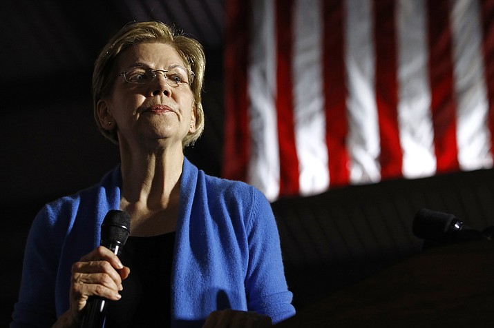 In this March 3, 2020 photo, Democratic presidential candidate Sen. Elizabeth Warren, D-Mass., speaks during a primary election night rally, at Eastern Market in Detroit. (Patrick Semansky/AP)