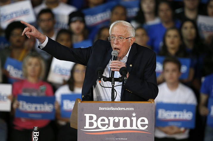 Democratic presidential candidate Sen. Bernie Sanders, I-Vt., speaks at a campaign rally Thursday, March 5, 2020, in Phoenix. (Ross D. Franklin/AP)