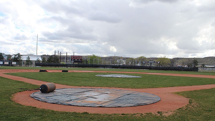 Dick Grounds Field at Lee Williams High School remained empty Tuesday as the AIA suspended all prep sporting events in Arizona through March 28. However, the AIA still plans to hold all spring championships. (Photo by Beau Bearden/Kingman Miner)