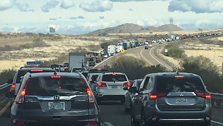 In this undated file photo, traffic backs up on Interstate 17 near Sunset Point. Drivers rely on Arizona’s highway system for their daily commutes, weekend travel, and for the delivery of goods and services to their communities. (Courier, file)