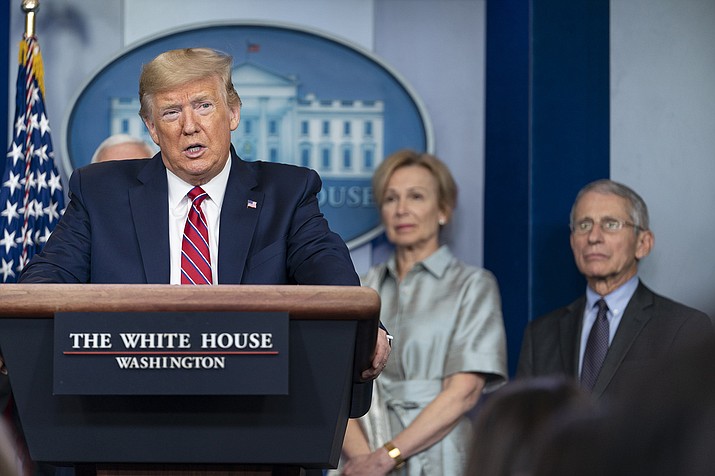 President Donald Trump speaks during a White House press conference of the coronavirus task force, where officials talked about restrictions on Mexico border traffic and a new plan to repatriate undocumented migrants as responses to the disease. (Shealah Craighead/The White House)